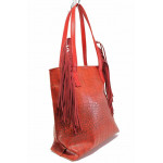 Модерна дамска чанта с ресни, кроко-кожа / Съни 576-5 червен