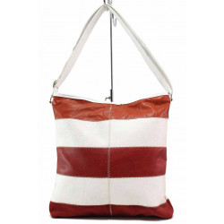 Дамска ежедневна чанта в двуцветна комбинация / Съни 22 бял-червен