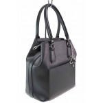 Кокетна дамска чанта, кожена, с дълга дръжка / Съни 02-694 черен