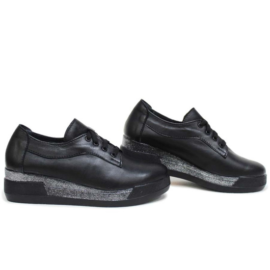 Анатомични български обувки от естествена кожа НЛМ 289-8218 черен | Обувки на платформа 