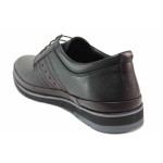 Мъжки ортопедични обувки; връзки при свода; огъваемо еластично ходило; естествена кожа / ПИ 881 черен-бордо
