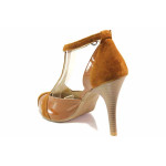 Анатомични обувки, елегантни, висок ток, естествена кожа и лак, дамски / Ани 51931 таба