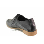 Равни обувки, класически модел, естествена кожа, дамски, контрастно ходило / Ани Ambro-02 черен