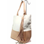 Практична дамска чанта в двуцветна комбинация, висококачествена изработка / СБ 1264 бял-розов