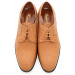Стилни мъжки обувки, български, естествена кожа с декоративни перфорации / МН Lewis св.кафяв