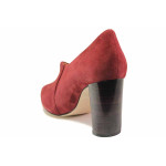 Стилни немски дамски обувки на висок ток, изработени от сатениран естествен велур / Caprice 9-24402-25 бордо
