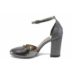 Елегантни дамски обувки на комфортно ходило ФА 596-3 т.графит | Дамски обувки на висок ток 