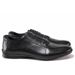 Мъжки обувки от естествена гладка кожа, FLEX система, спортно-елегантни / ЛД 310 черен-22