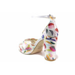 Ефектни дамски сандали, сатен, висок ток, елегантни / ФА 112-1 бял