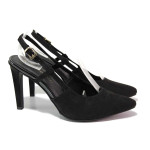 Класически дамски сандали, еко-велур, висок ток, леки / Marco Tozzi 2-29603-28 черен