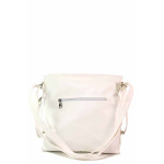 Ефектна дамска чанта с блясък, еко-кожа, регулируеми дръжки / Ш 761 бял точки