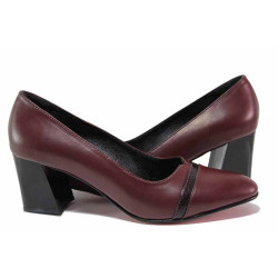 Дамски елегантни обувки, естествена кожа, атрактивен цвят / ТЯ 805 бордо