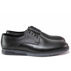 Анатомични мъжки обувки, естествена кожа, еластични, спортно-елегантни / ЛД 488 черен