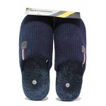 Анатомични мъжки чехли от джинсов текстил, топли, еластични, леки / Bulldozer 222-7 т.син