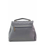 Дамска чанта от мека еко-кожа, ефектна бродерия, допълнителна дръжка / ФР 756 сив