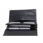 Класическо дамско портмоне, еко-кожа с топъл печат, множество прегради / ФР 8222 черен