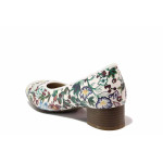 Дамски ортопедични обувки, естествена кожа, среден ток, мемори пяна / Rieker 49260-91 бял цветя