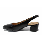 Анатомични дамски обувки на среден ток, естествена кожа, ластик, ANTISHOKK / Caprice 9-29500-20 черен