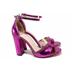 Елегантни дамски сандали, еко-кожа, висок ток, модерен цвят / ТЯ 404 циклама