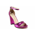 Елегантни дамски сандали, еко-кожа, висок ток, модерен цвят / ТЯ 404 циклама