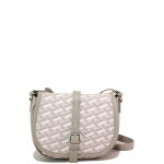Кокетна дамска чанта, еко-кожа, регулируема дръжка, закопчаване тик-так / Marco Tozzi 2-61112-20 сив-розов