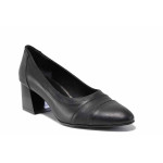 Стилни дамски обувки, естествена кожа, среден ток, всекидневни / ТЯ 851-1 черен
