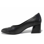 Стилни дамски обувки, естествена кожа, среден ток, всекидневни / ТЯ 851-1 черен