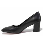 Актуални дамски обувки, естествена кожа, класически, среден ток / ТЯ 752-40 черен
