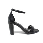 Дамски сандали на висок ток, анатомични, висококачествена еко-кожа / Marco Tozzi 2-28022-30 черен
