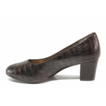 Анатомични дамски обувки на среден ток, еко-кожа с кроко мотив / Jana 8-22469-25 коняк кроко