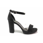 Анатомични сандали, дамски, еко-кожа, високи, елегантни / ФА 111-2 черен