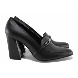 Стилни дамски обувки, естествена кожа, висок ток, леки / ТЯ 705-1 черен