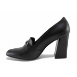Стилни дамски обувки, естествена кожа, висок ток, леки / ТЯ 705-1 черен