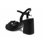 Анатомични дамски сандали, висококачествен еко-велур, олекотени / Marco Tozzi 2-28360-20 черен