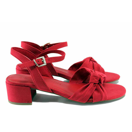 Анатомични дамски олекотени сандали, висококачествен еко-велур / Marco Tozzi 2-28209-20 червен