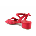 Анатомични дамски олекотени сандали, висококачествен еко-велур / Marco Tozzi 2-28209-20 червен