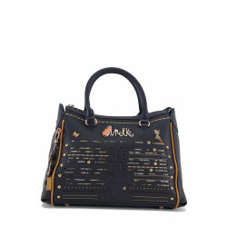Стилна дамска чанта, еко-кожа, рециклирани материали, цветен принт / Anekke 36771-164 син