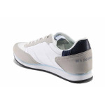 Мъжки спортни обувки, еко-кожа, дишащи, олекотени, италиански / GAS DENNIS NYLON BASIC 313555 бял
