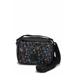 Дамска чанта през рамо, еко-кожа, цветни апликации, мини модел / Rieker H1455-02 черен
