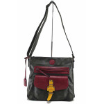Немска дамска чанта, еко-кожа, цветен акцент, практично разпределение / Rieker H1340-56 зелен