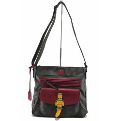 Немска дамска чанта, еко-кожа, цветен акцент, практично разпределение / Rieker H1340-56 зелен