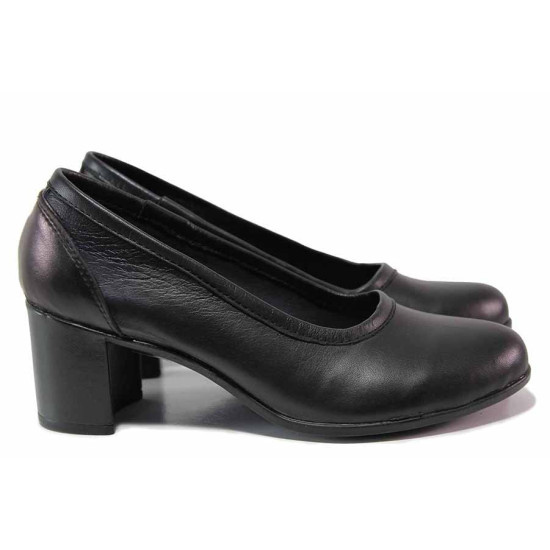 Анатомични дамски обувки, естествена кожа, висок ток, леки / НЛМ 286-527 черен