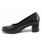 Анатомични дамски обувки, естествена кожа, висок ток, леки / НЛМ 286-527 черен