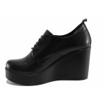 Анатомични дамски обувки на платформа, естествена кожа, олекотени / МИ 1070-10 черен