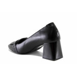 Анатомични дамски обувки, естествена кожа, ежедневни, среден ток / ТЯ 11 черен