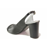 Дамски сандали със семпла визия, естествена кожа, висок ток / Ани 71705 черен 