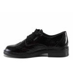 Немски дамски обувки, естествена кожа-лак, мачкан ефект, ANTISHOKK ходило, тип Оксфорд / Caprice 9-23201-41 черен лак