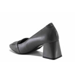 Анатомични дамски обувки на среден ток, естествена кожа, стилни, леки / ТЯ 11 сив