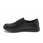 Равни ортопедични обувки с интересен дизайн, естествена кожа, връзки / МИ 061 черен