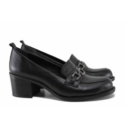 Анатомични дамски обувки на среден ток, естествена кожа, олекотени, ежедневни / ТЯ 61-12 черен